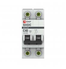 Автоматический выключатель модульный EKF Basic ВА 47-29 2P 40А тип C 4,5 кА 230 В (mcb4729-2-40C)