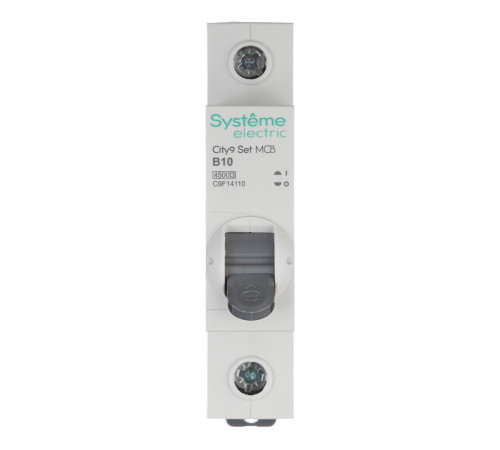 Автоматический выключатель модульный Systeme Electric City9 Set 1P 10А тип B 4,5 кА 230 В (C9F14110) Автоматический выключатель модульный Systeme Electric City9 Set 1P 10А тип B 4,5 кА 230 В (C9F14110)