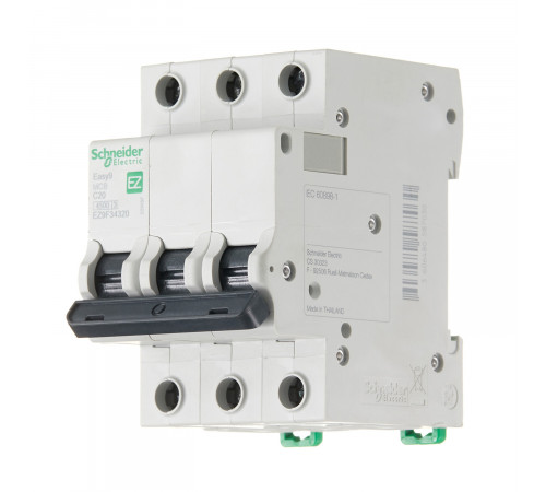 Автоматический выключатель модульный Schneider Electric Easy 9 3P 20А тип C 4,5 кА 400 В (EZ9F34320) Автоматический выключатель модульный Schneider Electric Easy 9 3P 20А тип C 4,5 кА 400 В (EZ9F34320)
