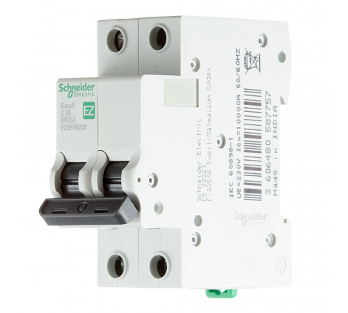 Автоматический выключатель модульный Schneider Electric Easy9 2P 25А тип C 6 кА 220 В (EZ9F56225)