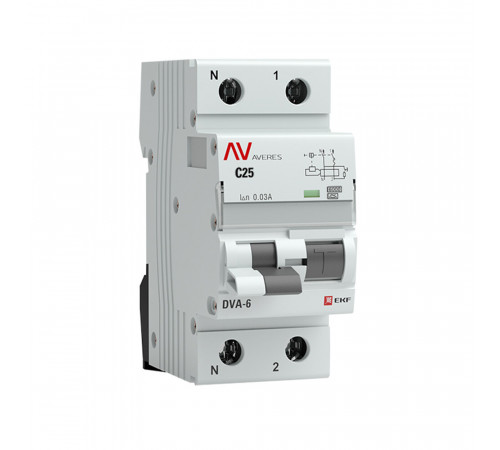 Автомат дифференциальный EKF Averes DVA-6 25А 1P+N тип A 30 мА 6 кА (rcbo6-1pn-25C-30-a-av) Автомат дифференциальный EKF Averes DVA-6 25А 1P+N тип A 30 мА 6 кА (rcbo6-1pn-25C-30-a-av)