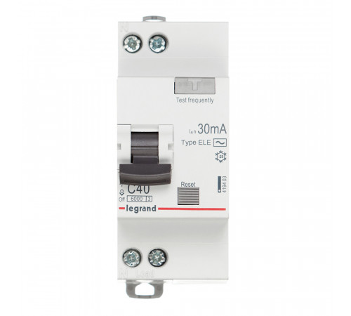 Автомат дифференциальный Legrand RX3 40А 1P+N тип AC 30 мА 6 кА (419403) Автомат дифференциальный Legrand RX3 40А 1P+N тип AC 30 мА 6 кА (419403)