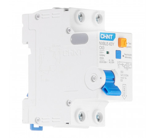 Автомат дифференциальный Chint NXBLE-63Y 63А 1P+N тип AC 30 мА 4,5 кА компактный (105548) Автомат дифференциальный Chint NXBLE-63Y 63А 1P+N тип AC 30 мА 4,5 кА компактный (105548)