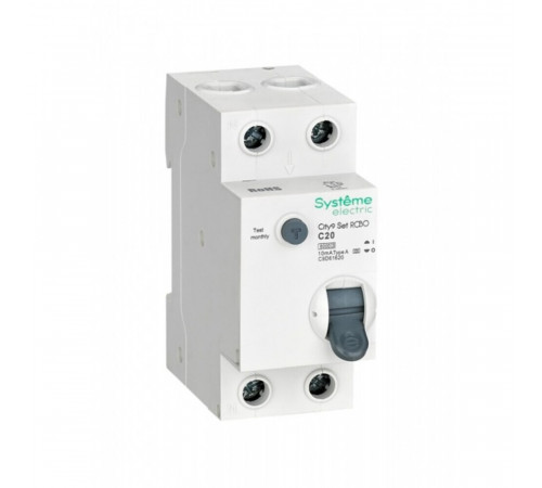 Автомат дифференциальный Systeme Electric City9 Set 20А 1P+N тип A 10 мА 6 кА (C9D61620)