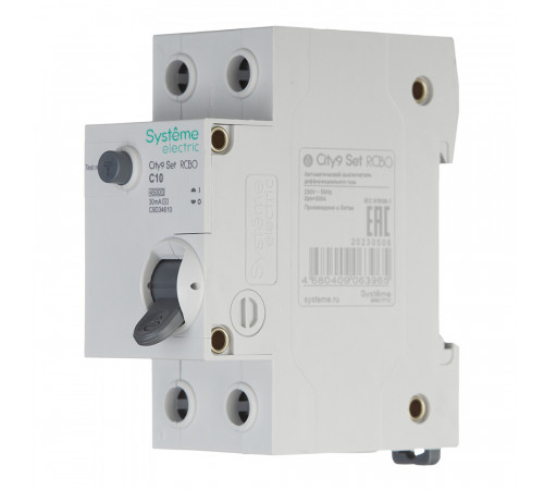 Автомат дифференциальный Systeme Electric City9 Set АВДТ 10А 1P+N тип AC 30 мА 4,5 кА (C9D34610)