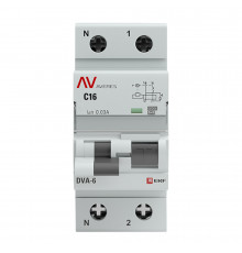 Автомат дифференциальный EKF Averes DVA-6 16А 1P+N тип A 30 мА 6 кА (rcbo6-1pn-16C-30-a-av)