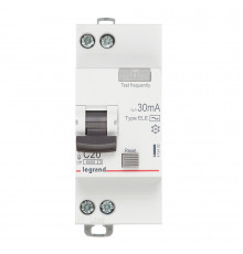Автомат дифференциальный Legrand RX3 20А 1P+N тип AC 30 мА 6 кА (419400)