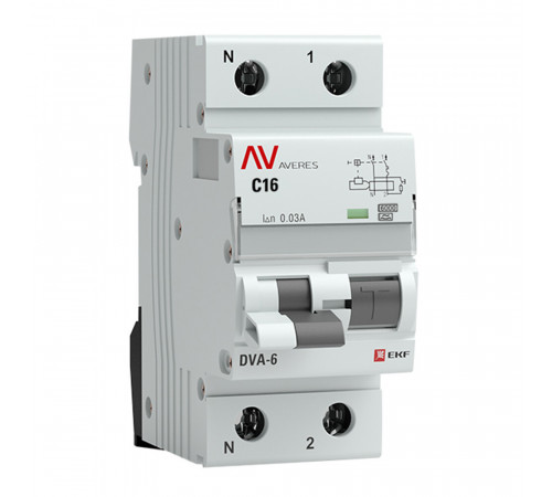 Автомат дифференциальный EKF Averes DVA-6 16А 1P+N тип A 30 мА 6 кА (rcbo6-1pn-16C-30-a-av) Автомат дифференциальный EKF Averes DVA-6 16А 1P+N тип A 30 мА 6 кА (rcbo6-1pn-16C-30-a-av)
