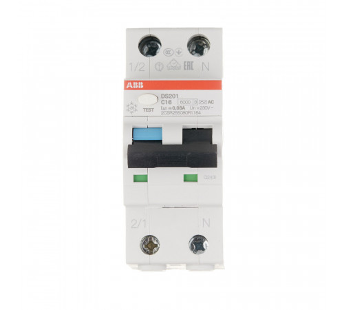 Автомат дифференциальный ABB DS201 16А 1P+N тип AC 30 мА 6 кА (2CSR255080R1164) Автомат дифференциальный ABB DS201 16А 1P+N тип AC 30 мА 6 кА (2CSR255080R1164)