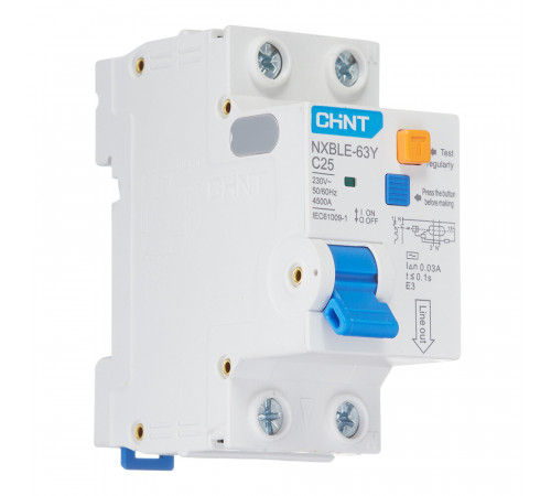 Автомат дифференциальный Chint NXBLE-63Y 25А 1P+N тип AC 30 мА 4,5 кА компактный (105544) Автомат дифференциальный Chint NXBLE-63Y 25А 1P+N тип AC 30 мА 4,5 кА компактный (105544)