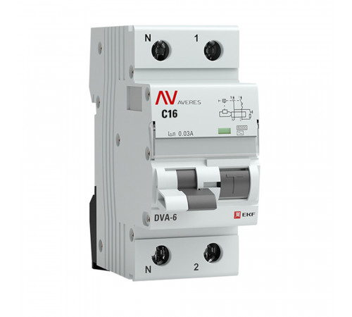 Автомат дифференциальный EKF Averes DVA-6 16А 1P+N тип AC 30 мА 6 кА (rcbo6-1pn-16C-30-ac-av) Автомат дифференциальный EKF Averes DVA-6 16А 1P+N тип AC 30 мА 6 кА (rcbo6-1pn-16C-30-ac-av)