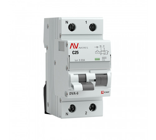 Автомат дифференциальный EKF Averes DVA-6 25А 1P+N тип AC 30 мА 6 кА (rcbo6-1pn-25C-30-ac-av) Автомат дифференциальный EKF Averes DVA-6 25А 1P+N тип AC 30 мА 6 кА (rcbo6-1pn-25C-30-ac-av)
