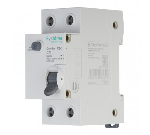 Автомат дифференциальный Systeme Electric City9 Set АВДТ 25А 1P+N тип AC 30 мА 4,5 кА (C9D34625)