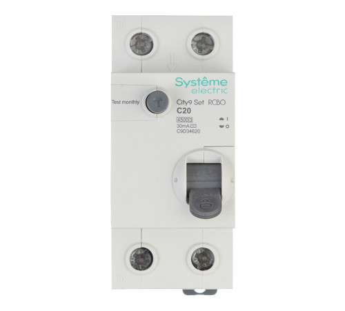 Автомат дифференциальный Systeme Electric City9 Set АВДТ 20А 1P+N тип AC 30 мА 4,5 кА (C9D34620)