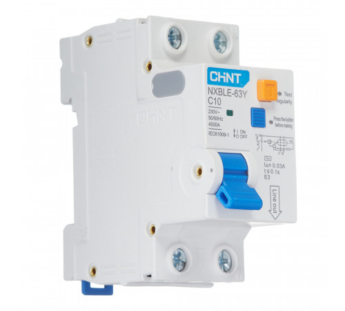 Автомат дифференциальный Chint NXBLE-63Y 10А 1P+N тип AC 30 мА 4,5 кА компактный (105541) Автомат дифференциальный Chint NXBLE-63Y 10А 1P+N тип AC 30 мА 4,5 кА компактный (105541)