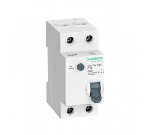Автомат дифференциальный Systeme Electric City9 Set 16А 1P+N тип AC 30 мА 6 кА (C9D36616)
