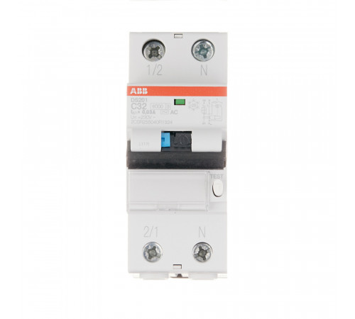Автомат дифференциальный ABB DS201 32А 1P+N тип AC 30 мА 6 кА (2CSR255080R1324) Автомат дифференциальный ABB DS201 32А 1P+N тип AC 30 мА 6 кА (2CSR255080R1324)