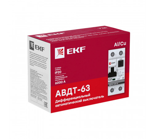 Автомат дифференциальный EKF PROxima АВДТ-63 16А 1P+N тип A 30 мА 6 кА (DA63-16-30) Автомат дифференциальный EKF PROxima АВДТ-63 16А 1P+N тип A 30 мА 6 кА (DA63-16-30)