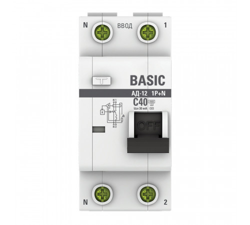 Автомат дифференциальный EKF Basic АД-12 40А 1P+N тип AC 30 мА 4,5 кА (DA12-40-30-bas) Автомат дифференциальный EKF Basic АД-12 40А 1P+N тип AC 30 мА 4,5 кА (DA12-40-30-bas)
