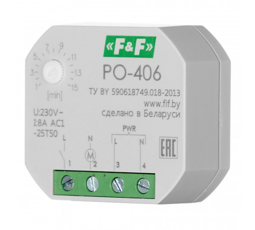 Реле времени Евроавтоматика PO-406 220 В 8 А тип AC 1P+N Реле времени Евроавтоматика PO-406 220 В 8 А тип AC 1P+N