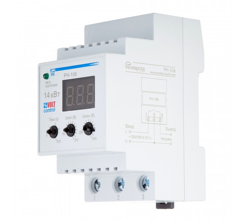 Реле напряжения модульное Новатек РН-106 220 В 60 А тип AC 1P+N Реле напряжения модульное Новатек РН-106 220 В 60 А тип AC 1P+N