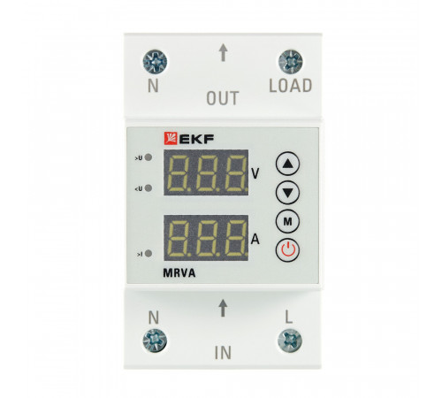 Реле напряжения модульное EKF PROxima (MRVA-63A) 230 В 63 А 1P+N с дисплеем Реле напряжения модульное EKF PROxima (MRVA-63A) 230 В 63 А 1P+N с дисплеем