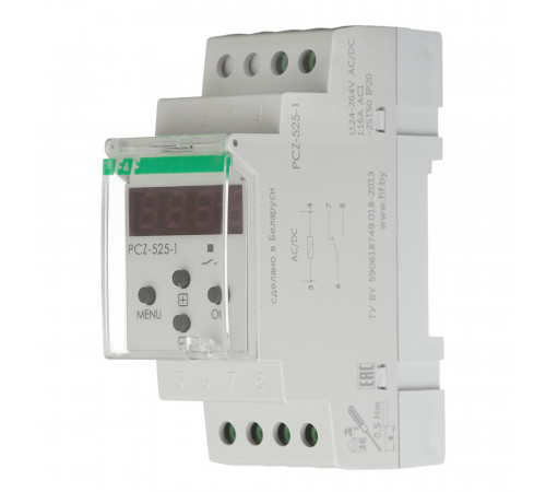 Реле времени модульное F&F PCZ-525-1 (EA02.002.011) 230 В 16 А 1P+N