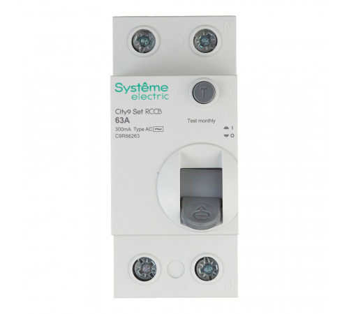 УЗО Systeme Electric City9 Set ВДТ 63А 1P+N тип AC 300 мА 6 кА (C9R66263) УЗО Systeme Electric City9 Set ВДТ 63А 1P+N тип AC 300 мА 6 кА (C9R66263)