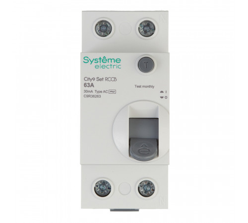 УЗО Systeme Electric City9 Set ВДТ 63А 1P+N тип AC 30 мА 6 кА (C9R36263) УЗО Systeme Electric City9 Set ВДТ 63А 1P+N тип AC 30 мА 6 кА (C9R36263)
