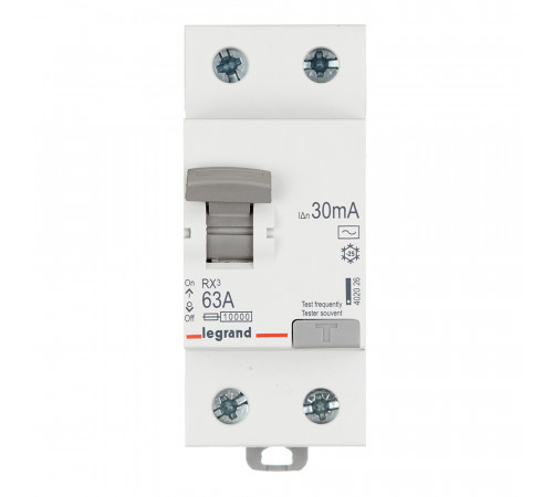 УЗО Legrand RX3 63А 1P+N тип AC 30 мА 10 кА (402026) УЗО Legrand RX3 63А 1P+N тип AC 30 мА 10 кА (402026)
