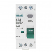 УЗО Dekraft УЗО-03 40А 1P+N тип AC 300 мА 6 кА компактное (14070DEK)