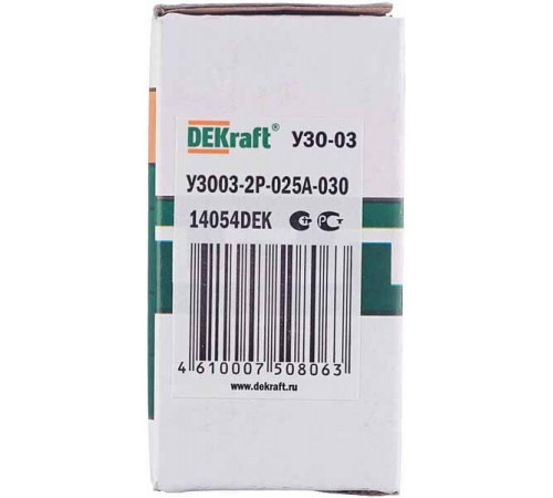 УЗО Dekraft УЗО-03 25А 1P+N тип AC 30 мА 6 кА (14207DEK) УЗО Dekraft УЗО-03 25А 1P+N тип AC 30 мА 6 кА (14207DEK)