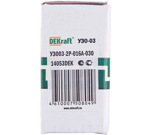 УЗО Dekraft УЗО-03 16А 1P+N тип AC 30 мА 6 кА (14053DEK) УЗО Dekraft УЗО-03 16А 1P+N тип AC 30 мА 6 кА (14053DEK)