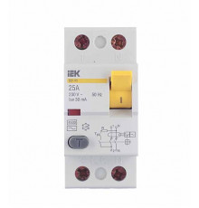 УЗО IEK Karat ВД1-63 25А 1P+N тип AC 30 мА 4,5 кА (MDV10-2-025-030)