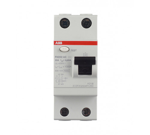 УЗО ABB SH FH202 25А 1P+N тип AC 30 мА 6 кА (2CSF202004R1250) УЗО ABB SH FH202 25А 1P+N тип AC 30 мА 6 кА (2CSF202004R1250)
