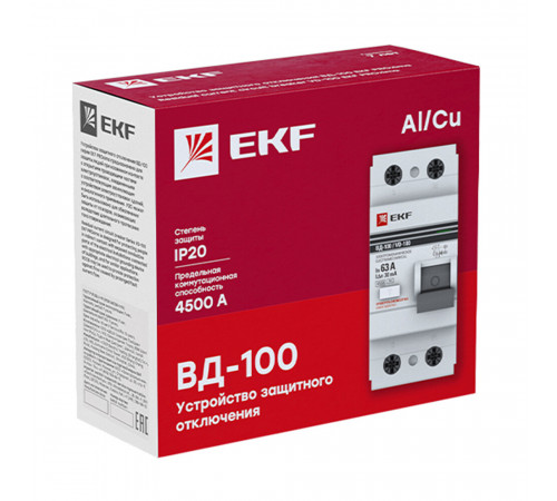 УЗО EKF PROxima ВД-100 16А 1P+N тип AC 10 мА 4,5 кА (elcb-2-16-10-em-pro) УЗО EKF PROxima ВД-100 16А 1P+N тип AC 10 мА 4,5 кА (elcb-2-16-10-em-pro)