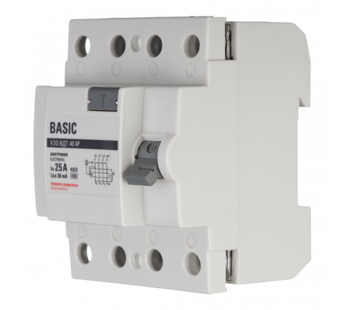 УЗО EKF Basic ВДТ-40 25А 3P+N тип AC 30 мА 4,5 кА (elcb-4-25-30e-sim) УЗО EKF Basic ВДТ-40 25А 3P+N тип AC 30 мА 4,5 кА (elcb-4-25-30e-sim)