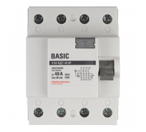 УЗО EKF Basic ВДТ-40 40А 3P+N тип AC 30 мА 4,5 кА (elcb-4-40-30e-sim) УЗО EKF Basic ВДТ-40 40А 3P+N тип AC 30 мА 4,5 кА (elcb-4-40-30e-sim)