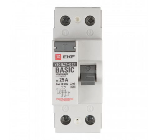 УЗО EKF Basic ВДТ-40 25А 1P+N тип AC 30 мА 4,5 кА (elcb-2-25-30e-sim) УЗО EKF Basic ВДТ-40 25А 1P+N тип AC 30 мА 4,5 кА (elcb-2-25-30e-sim)