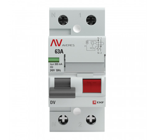 УЗО EKF Averes DV 63А 1P+N тип AC 300 мА 10 кА (rccb-2-63-300-ac-av) УЗО EKF Averes DV 63А 1P+N тип AC 300 мА 10 кА (rccb-2-63-300-ac-av)