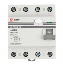УЗО EKF PROxima ВД-100 40А 3P+N тип AC 300 мА 4,5 кА (elcb-4-40-300-em-pro)