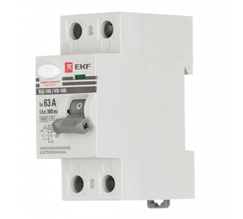УЗО EKF PROxima ВД-100 63А 1P+N тип AC 300 мА 6 кА (elcb-2-6-63-300-em-pro) УЗО EKF PROxima ВД-100 63А 1P+N тип AC 300 мА 6 кА (elcb-2-6-63-300-em-pro)