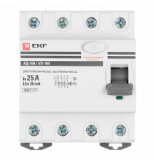 УЗО EKF PROxima ВД-100 25А 3P+N тип AC 30 мА 4,5 кА (elcb-4-25-30-em-pro)
