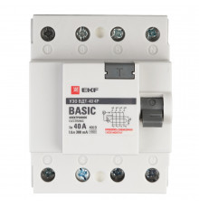 УЗО EKF Basic ВДТ-40 40А 3P+N тип AC 300 мА 4,5 кА (elcb-4-40-300e-sim)