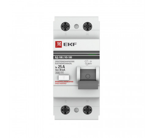 УЗО EKF PROxima ВД-100 25А 1P+N тип AC 30 мА 4,5 кА (elcb-2-25-30-em-pro) УЗО EKF PROxima ВД-100 25А 1P+N тип AC 30 мА 4,5 кА (elcb-2-25-30-em-pro)