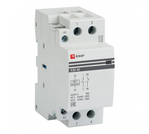 Контактор модульный EKF PROxima КМ (km-2-40-11) 230-400 В 40 А тип AC NО+NC Контактор модульный EKF PROxima КМ (km-2-40-11) 230-400 В 40 А тип AC NО+NC