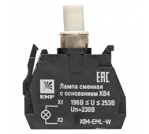 Лампа сменная EKF PROxima ХВ4 10х32х39 мм 230 В IP40 с основанием пластиковая белая (XB4-EML-W)
