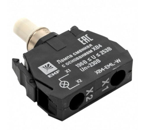 Лампа сменная EKF PROxima ХВ4 10х32х39 мм 230 В IP40 с основанием пластиковая белая (XB4-EML-W)