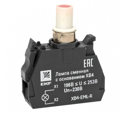 Лампа сменная EKF PROxima ХВ4 10х32х39 мм 230 В IP40 с основанием пластиковая красная (XB4-EML-R)