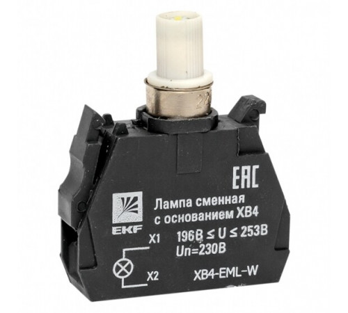 Лампа сменная EKF PROxima ХВ4 10х32х39 мм 230 В IP40 с основанием пластиковая белая (XB4-EML-W)